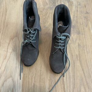 Wedge tie up booties